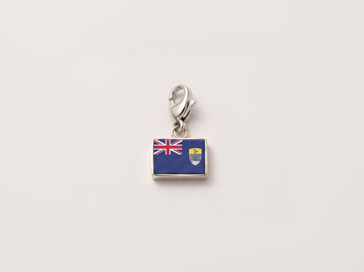 Saint Helena flag charm, silver