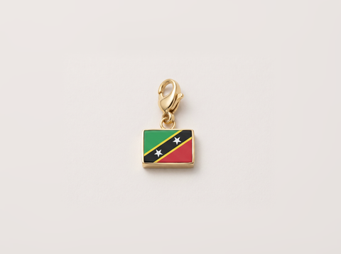 Saint Kitts and Nevis flag charm, gold