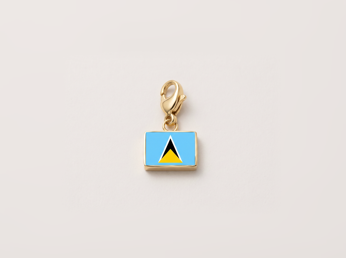 Saint Lucia flag charm, gold