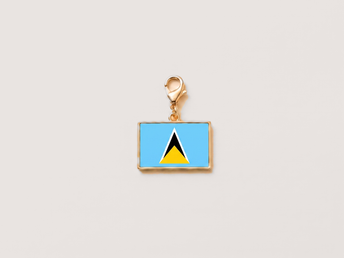 Saint Lucia flag charm, gold