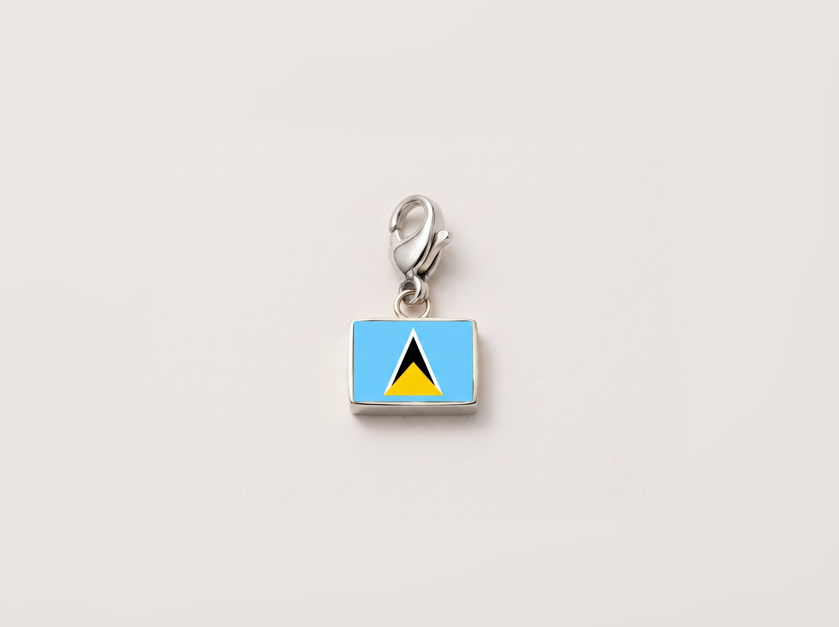 Saint Lucia flag charm, silver