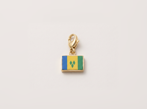 Saint Vincent and the Grenadines flag charm, gold