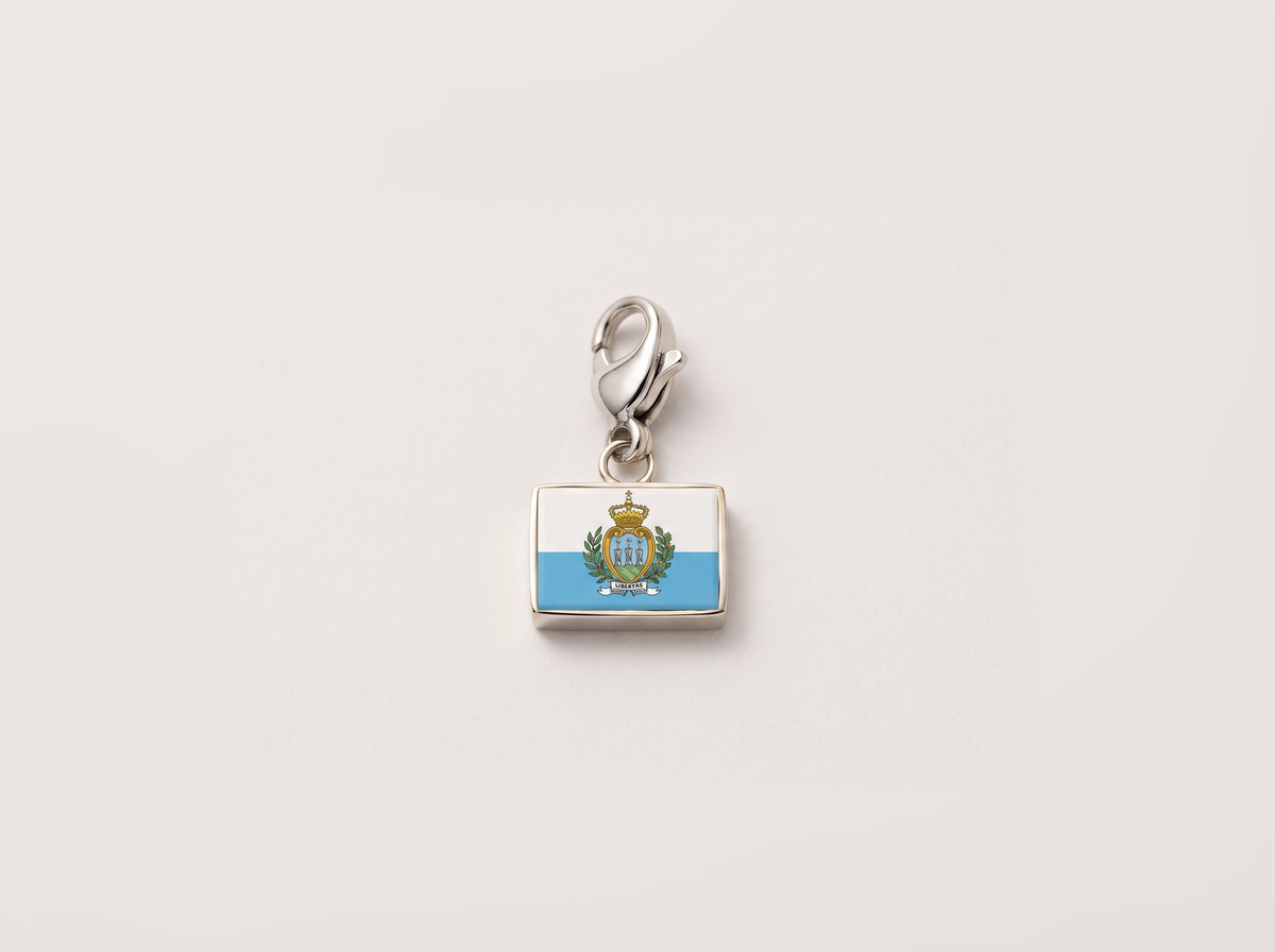 San Marino flag charm, silver