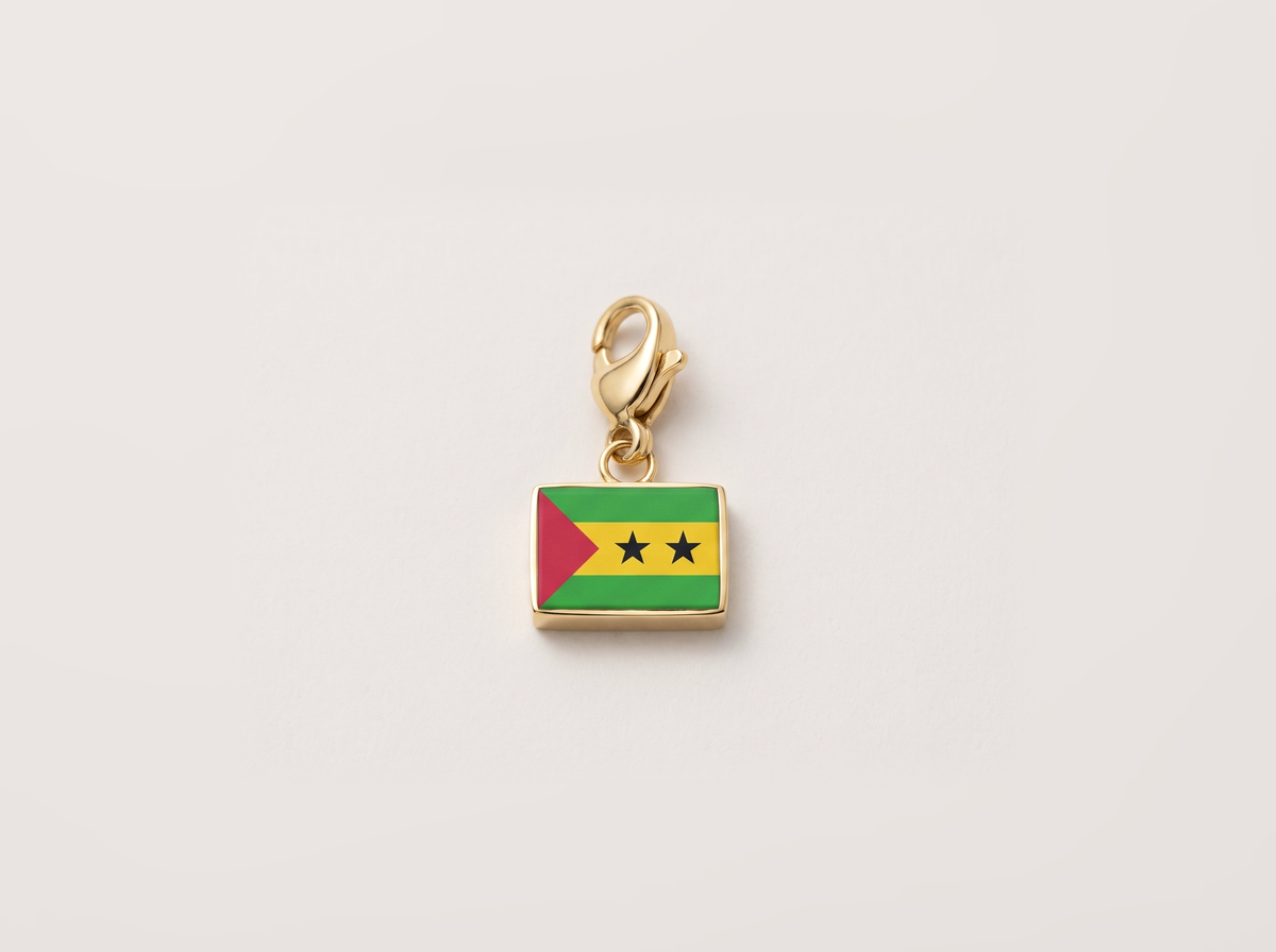 Sao Tome and Principe flag charm, gold