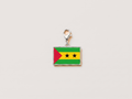 Sao Tome and Principe flag charm, silver