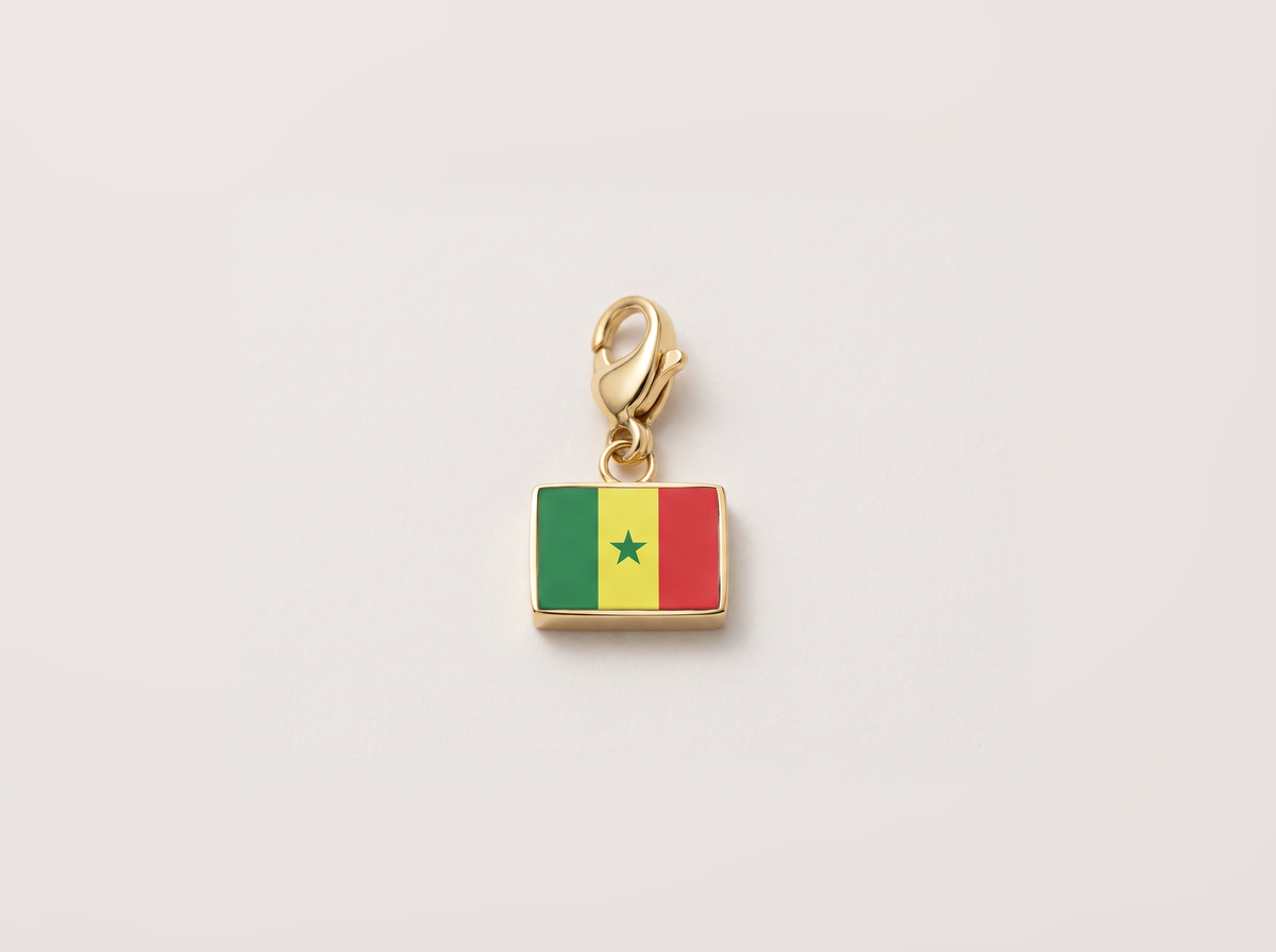 Senegal flag charm, gold