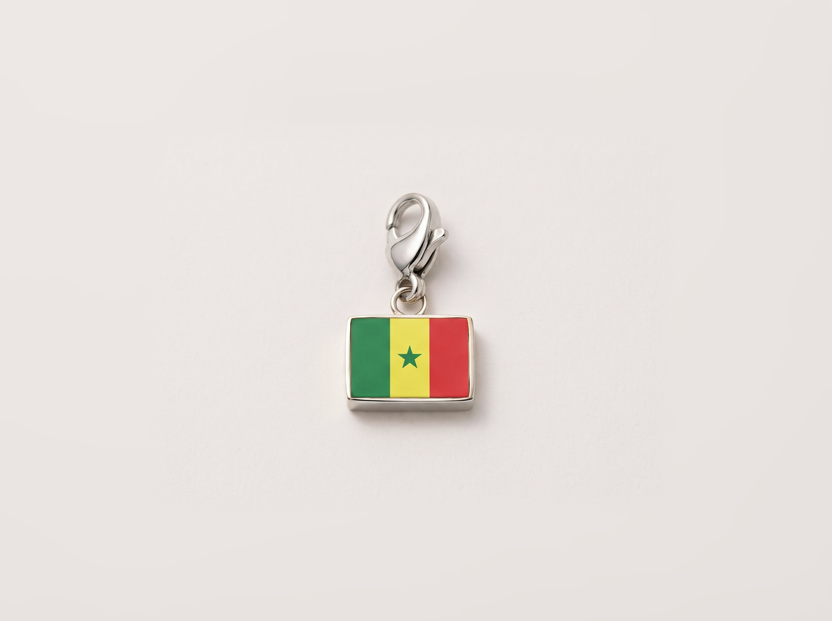 Senegal flag charm, silver