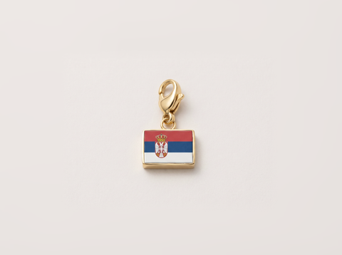 Serbia flag charm, gold