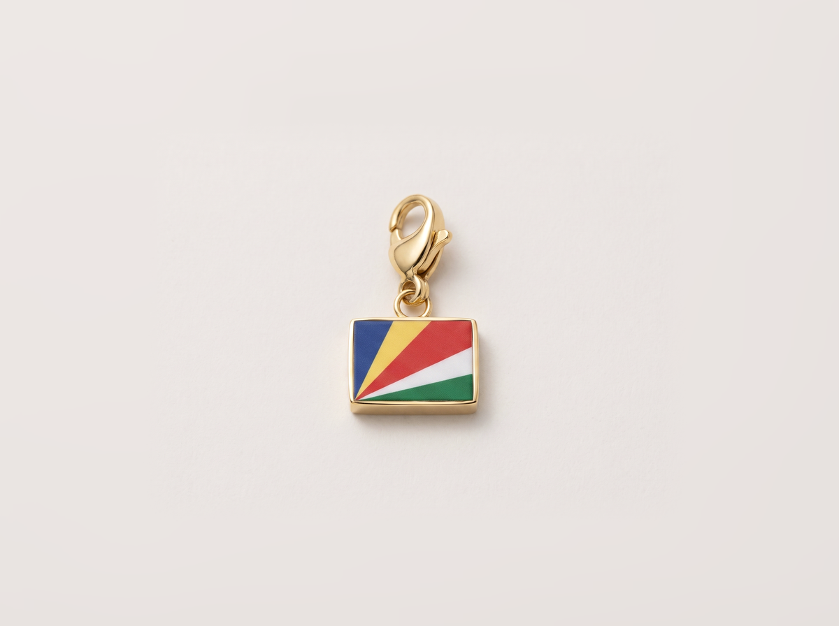 Seychelles flag charm, gold
