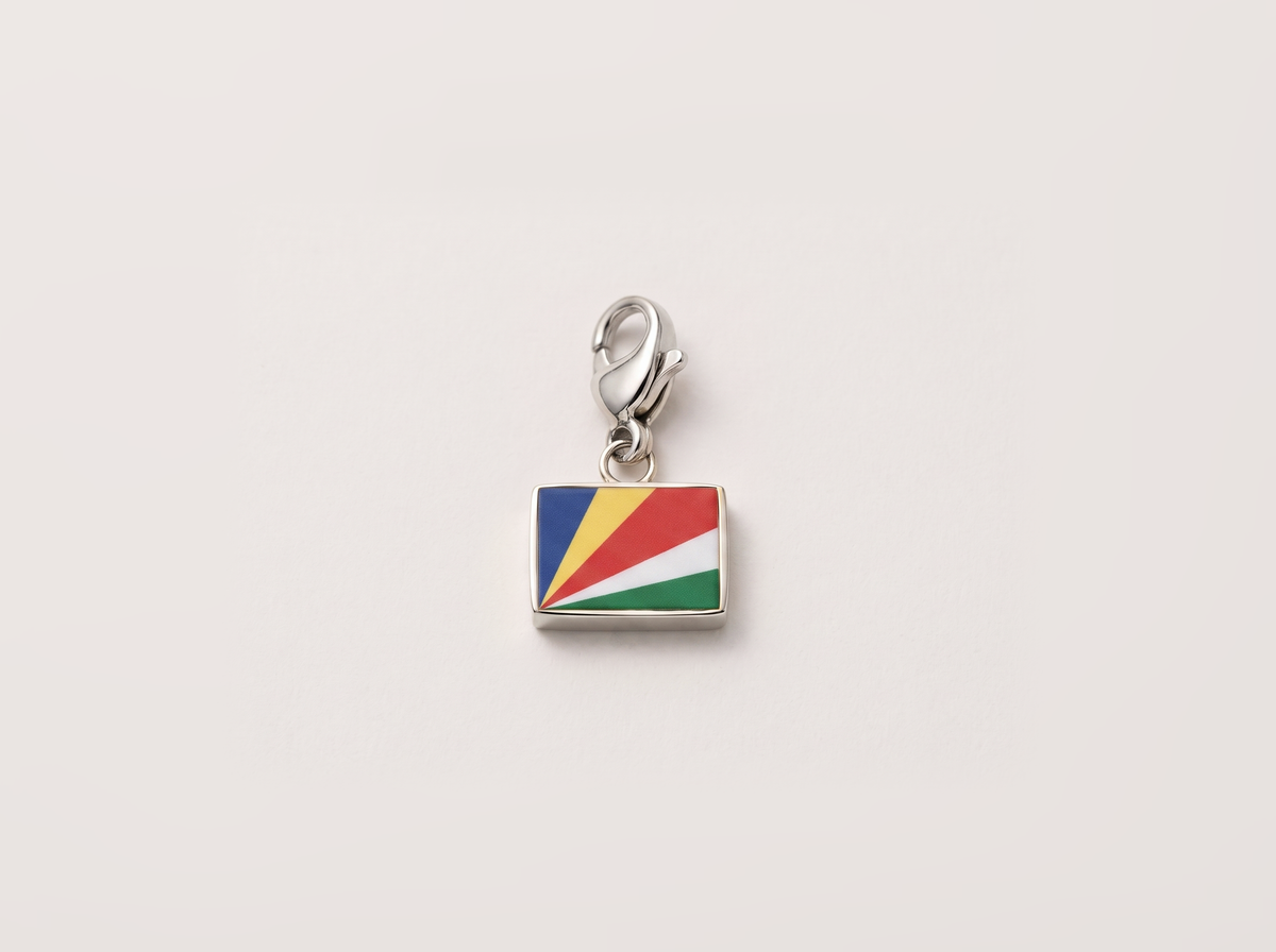 Seychelles flag charm, silver