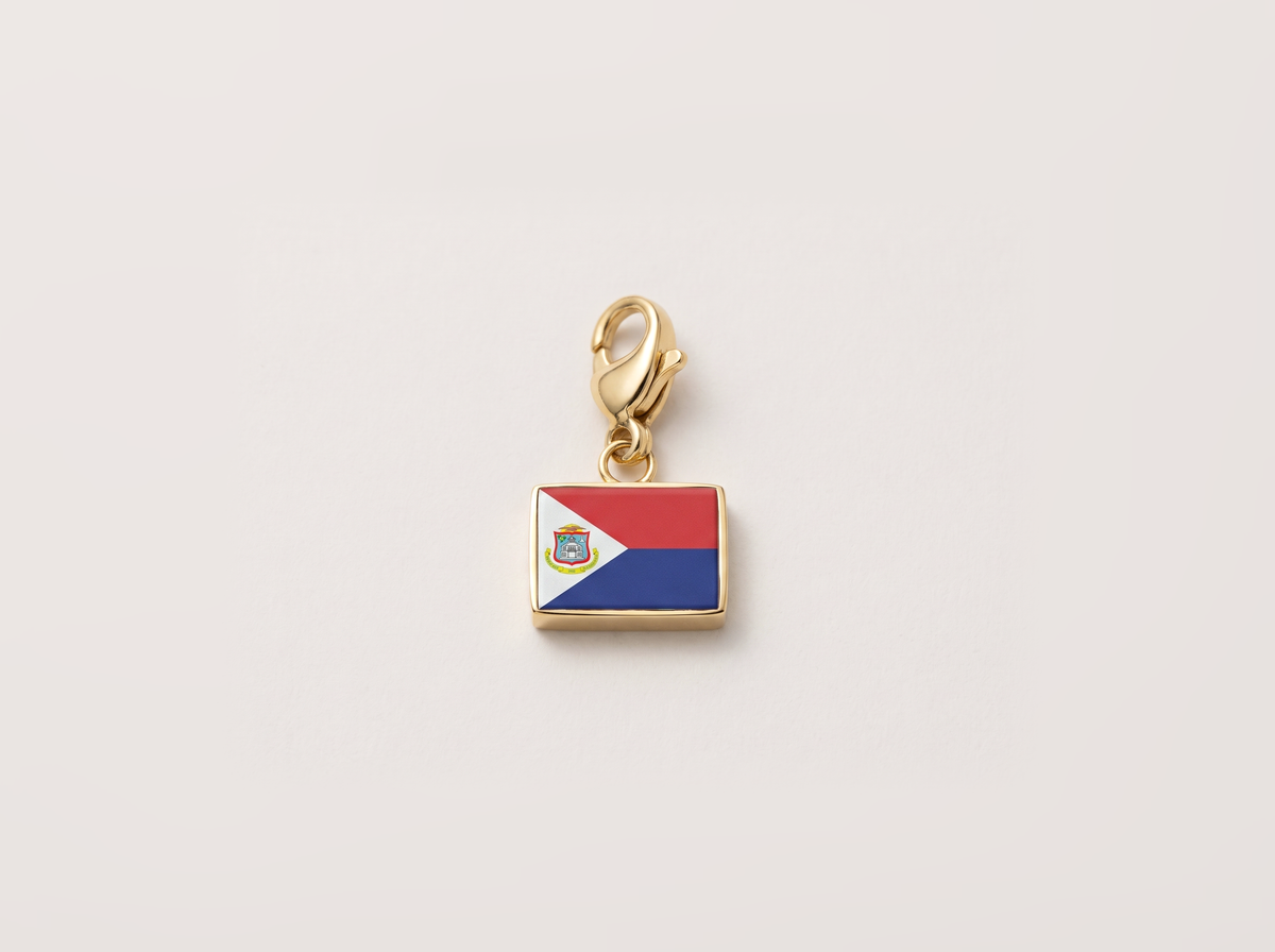 Sint Maarten flag charm, gold