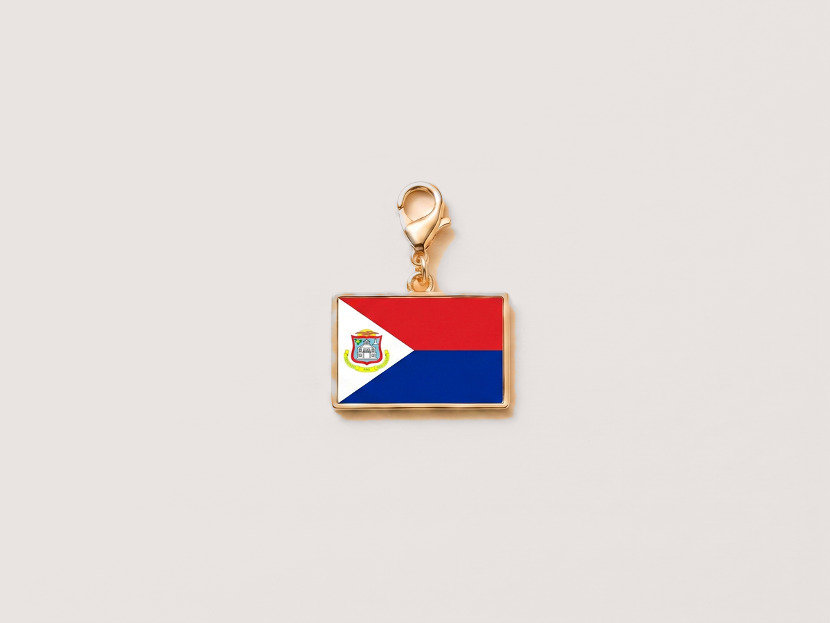 Sint Maarten flag charm, gold
