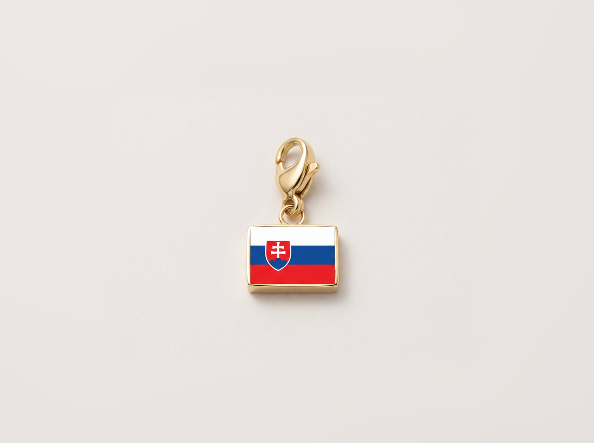 Slovakia flag charm, gold