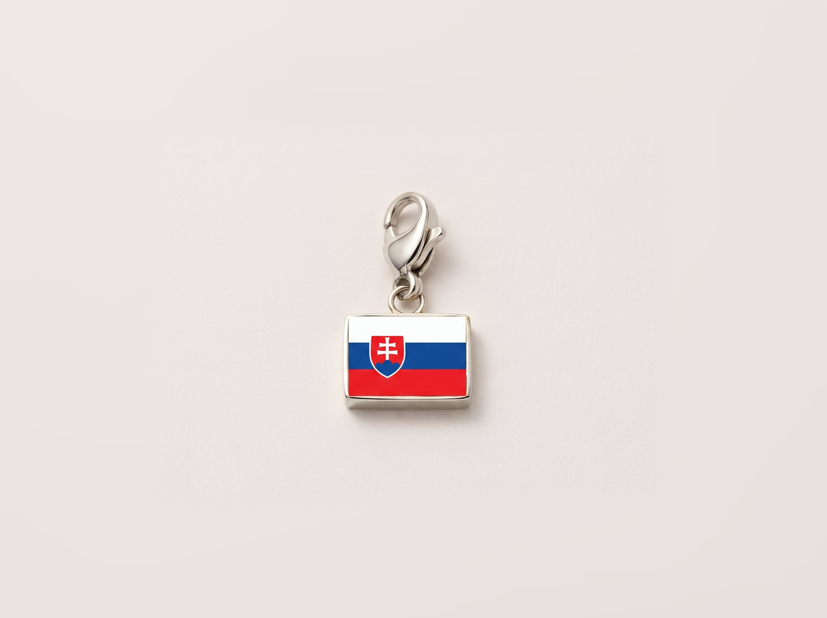 Slovakia flag charm, silver