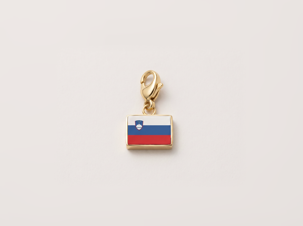 Slovenia flag charm, gold