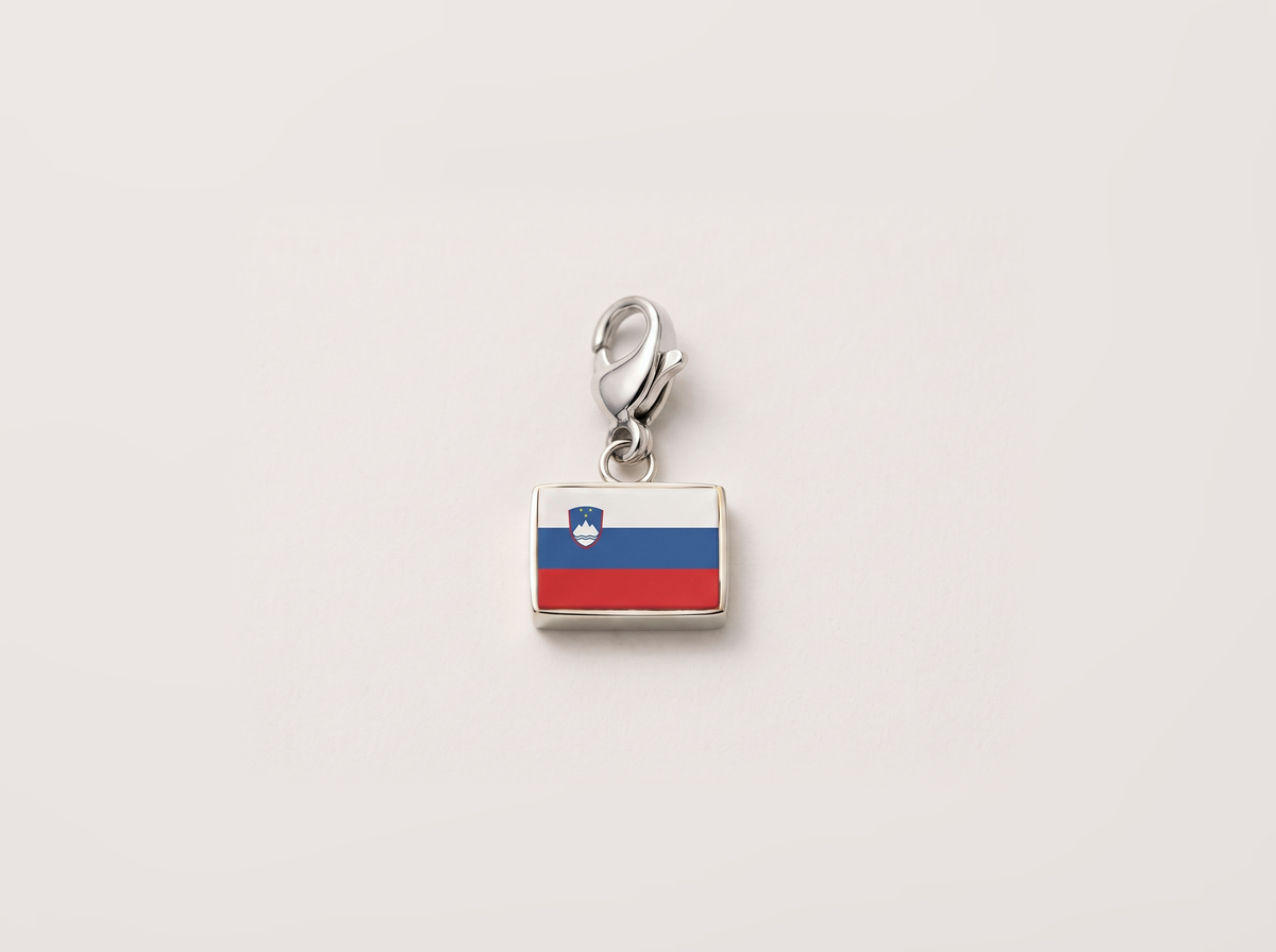 Slovenia flag charm, silver
