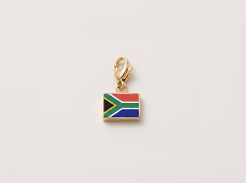 South Africa flag charm, gold