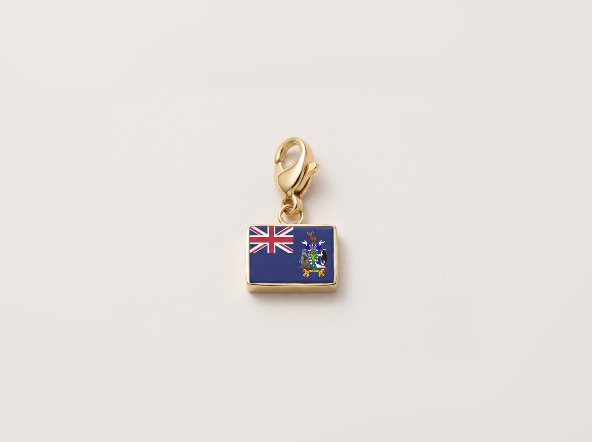 South Georgia and the South Sandwich Islands flag charm, gold