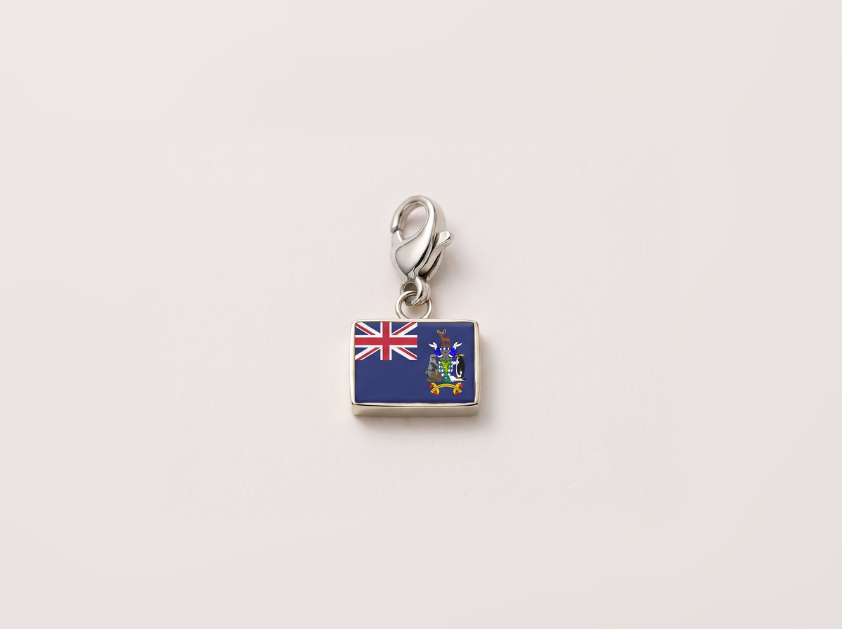 South Georgia and the South Sandwich Islands flag charm, silver