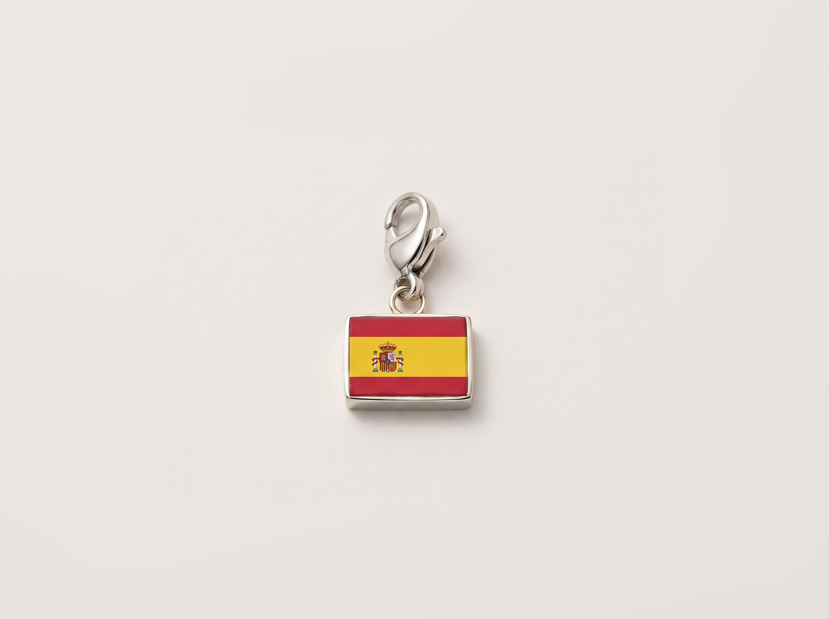 Spain flag charm, silver