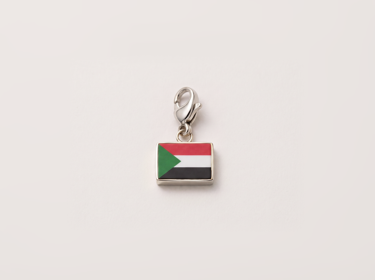 Sudan flag charm, silver