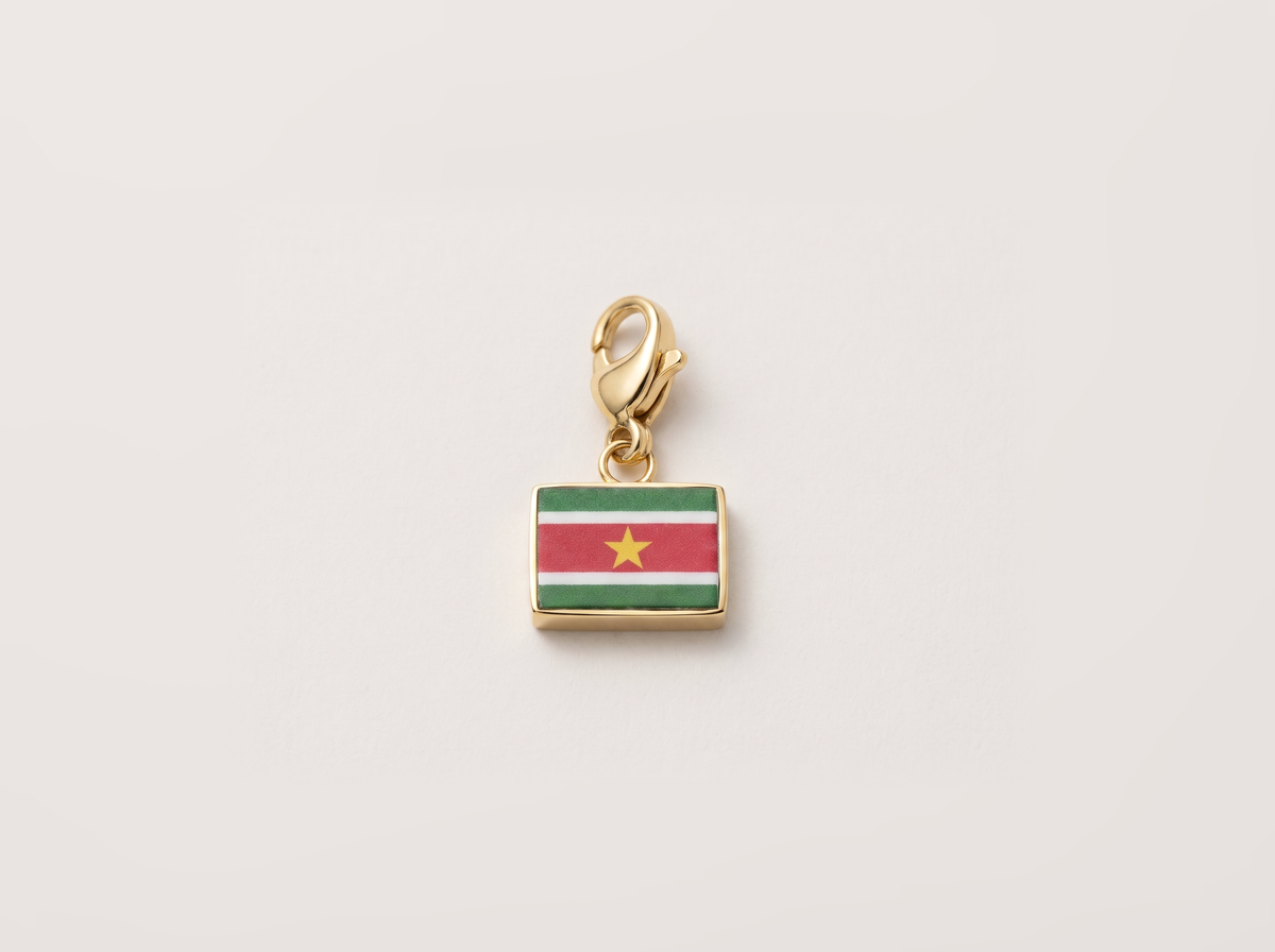 Suriname flag charm, gold
