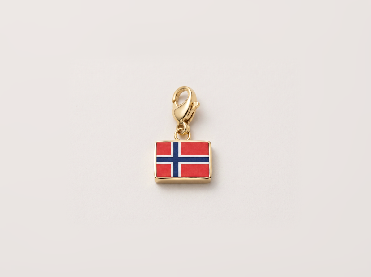 Svalbard and Jan Mayen flag charm, gold