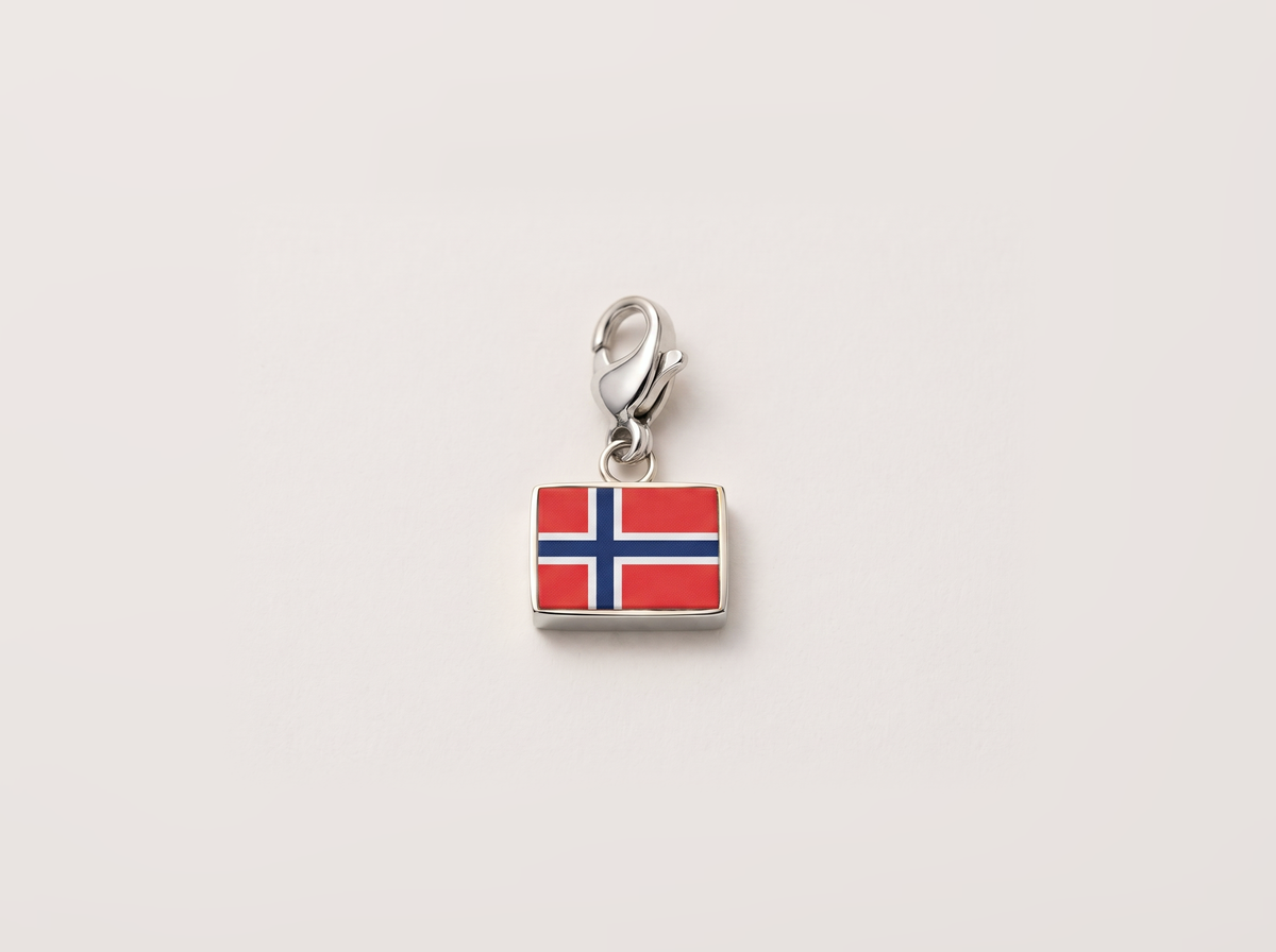Svalbard and Jan Mayen flag charm, silver