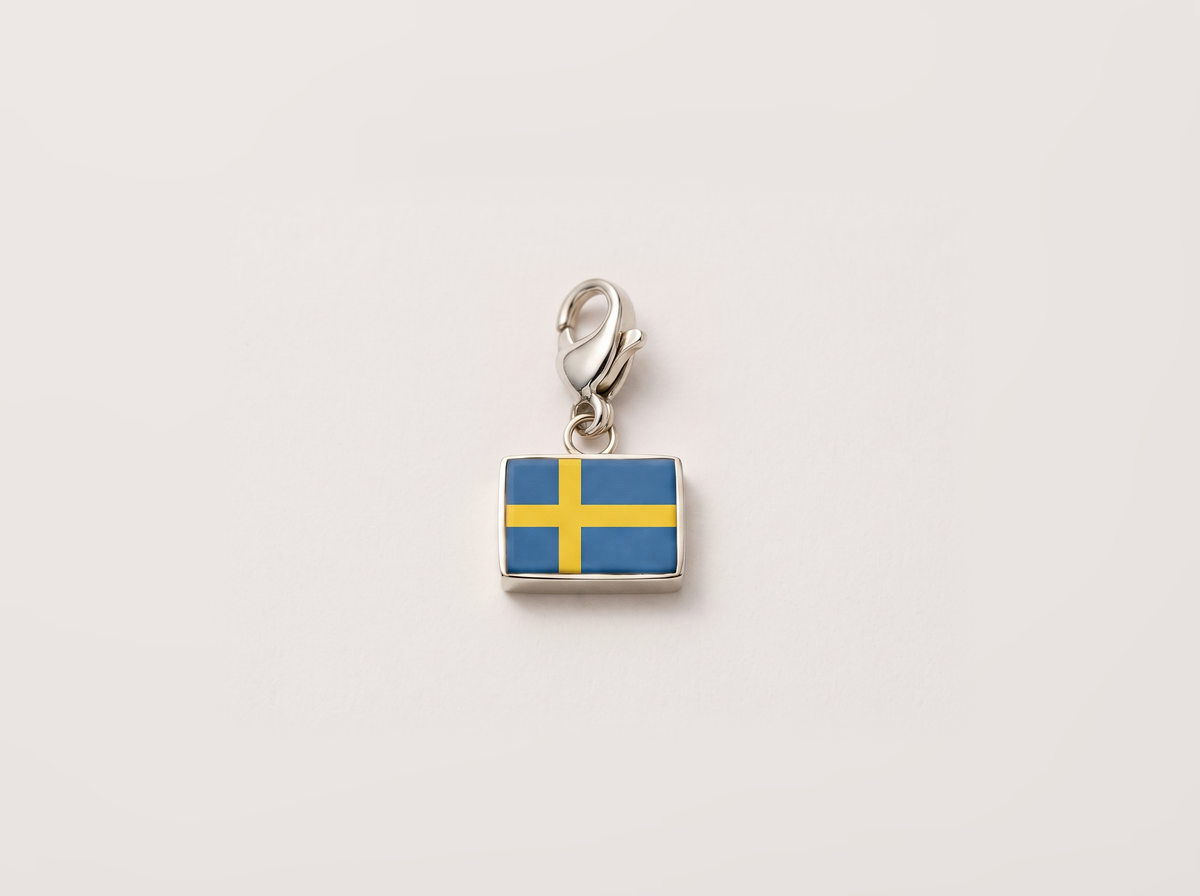 Sweden flag charm, silver