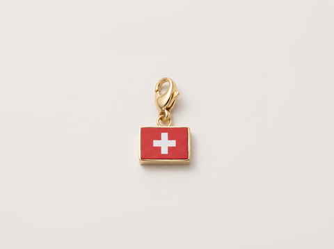 Switzerland flag charm, gold