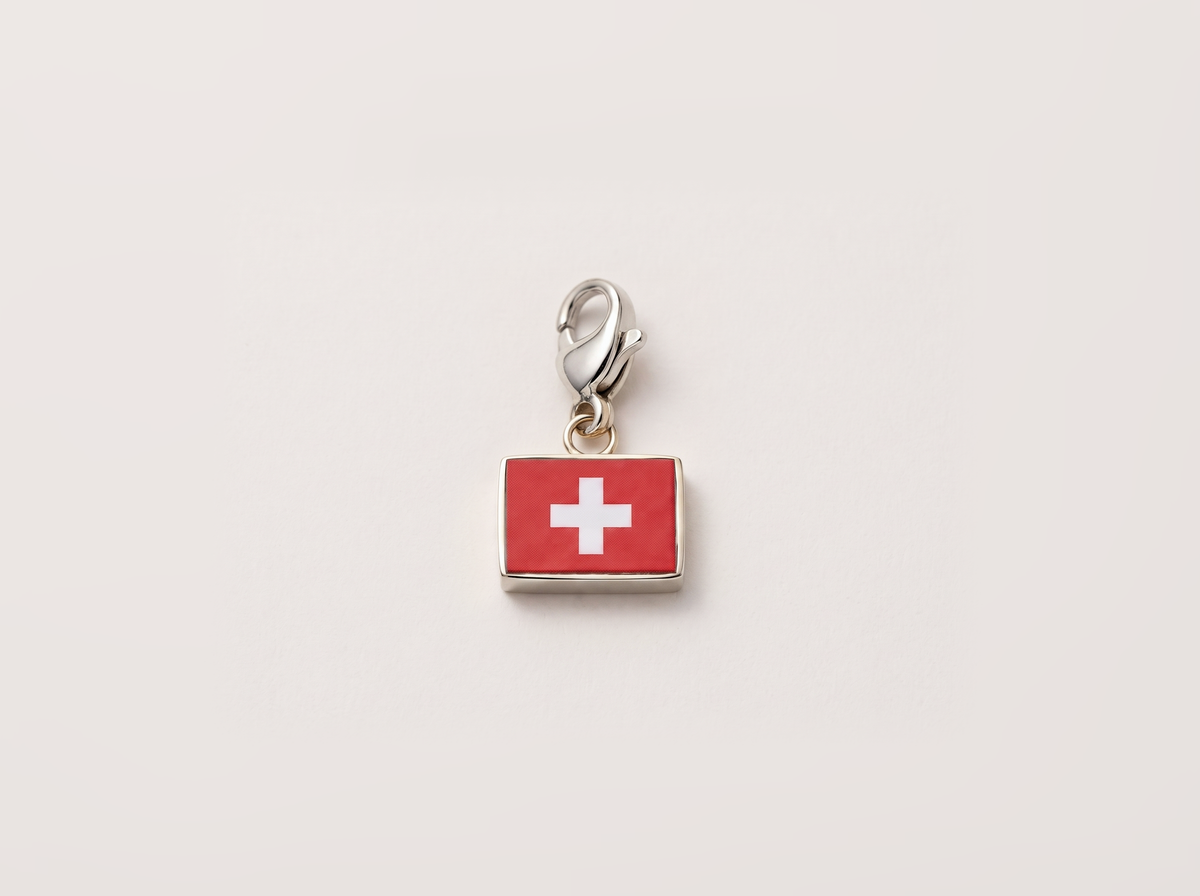 Switzerland flag charm, silver