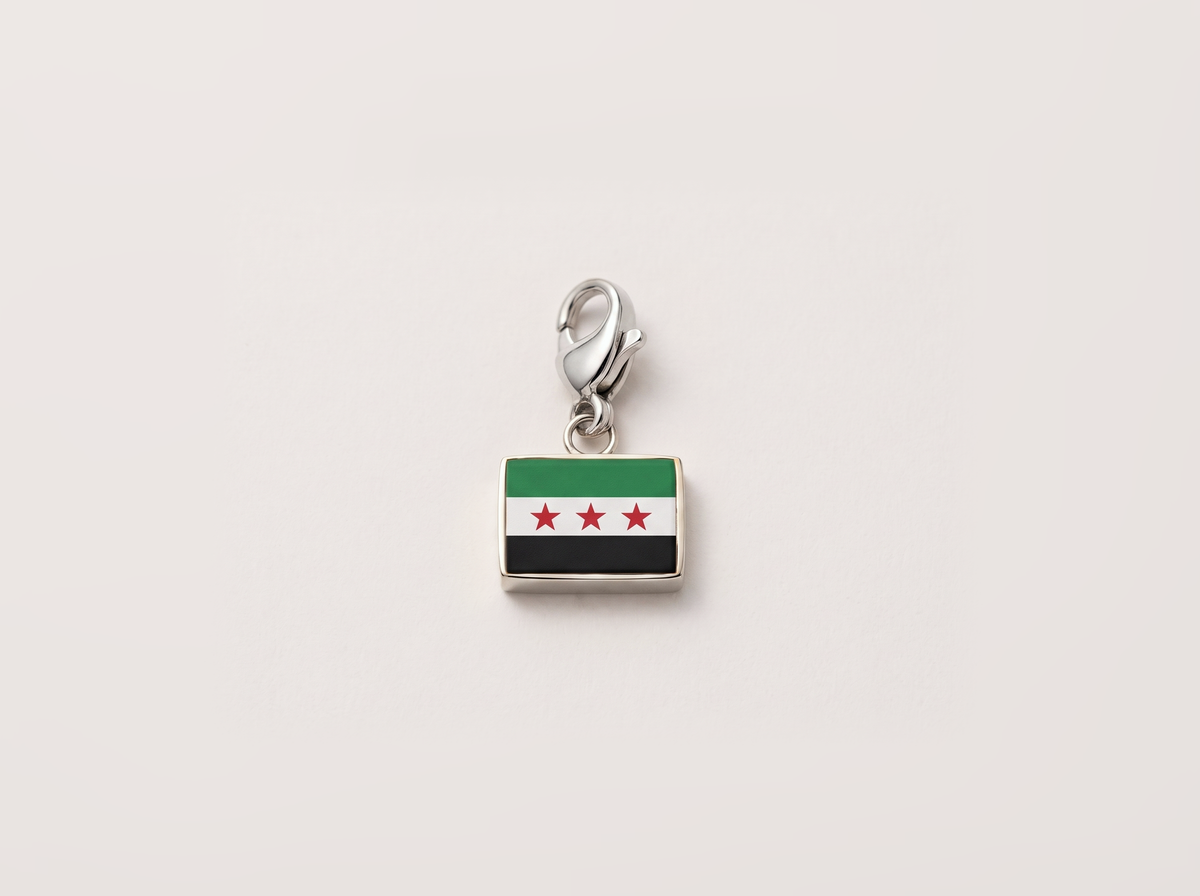 Syria flag charm, silver