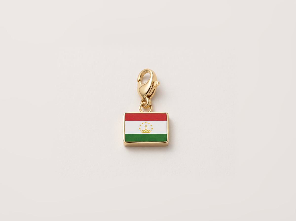 Tajikistan flag charm, gold