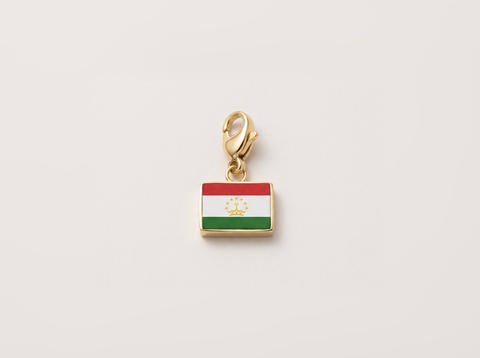 Tajikistan flag charm, gold