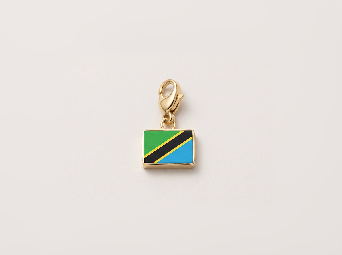 Tanzania flag charm, gold