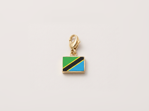 Tanzania flag charm, gold