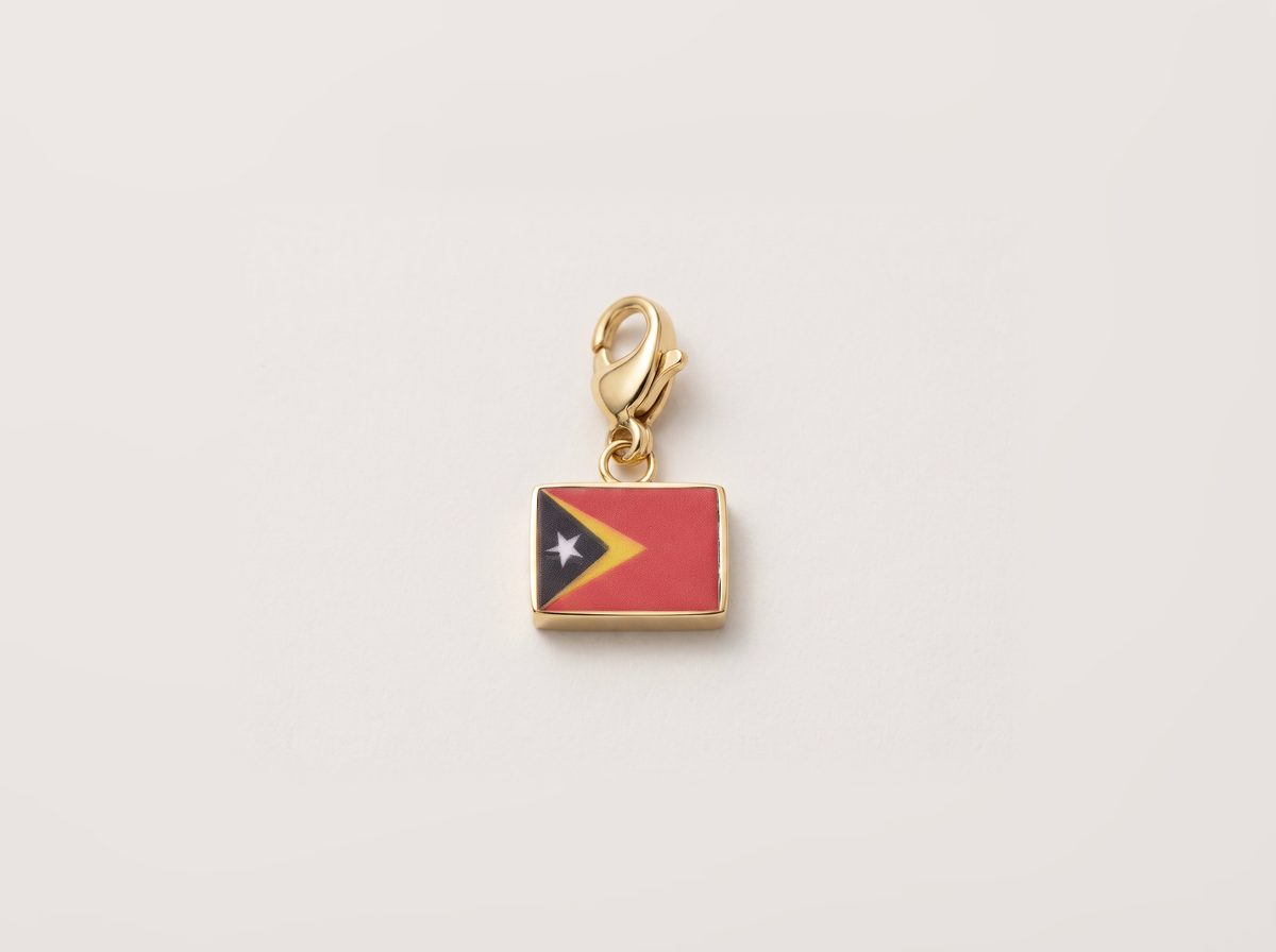 Timor-Leste flag charm, gold