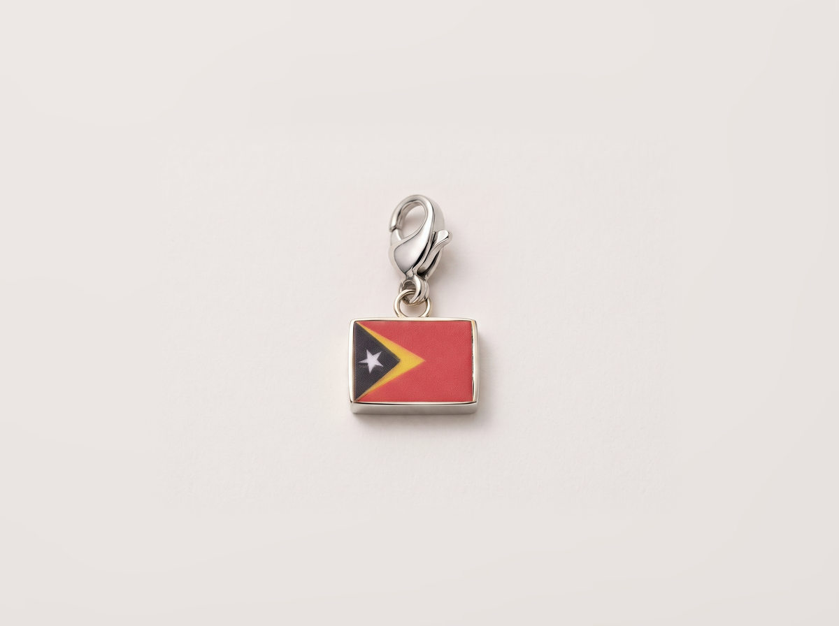 Timor-Leste flag charm, silver