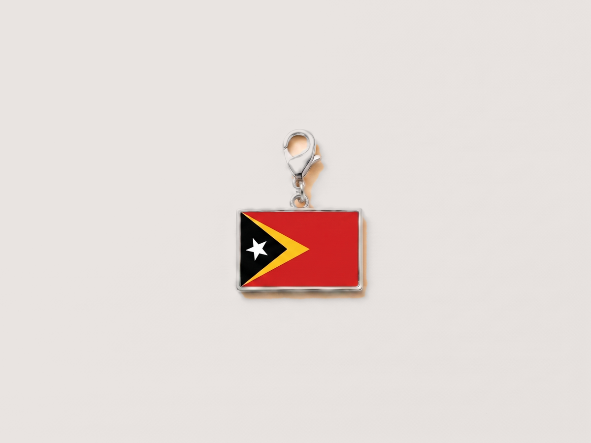 Timor-Leste flag charm, silver