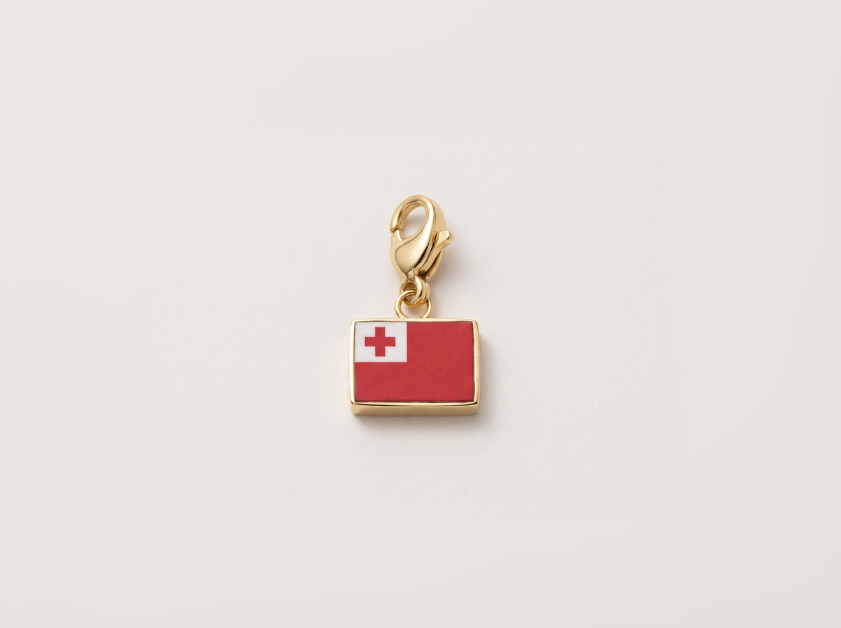 Tonga flag charm, gold