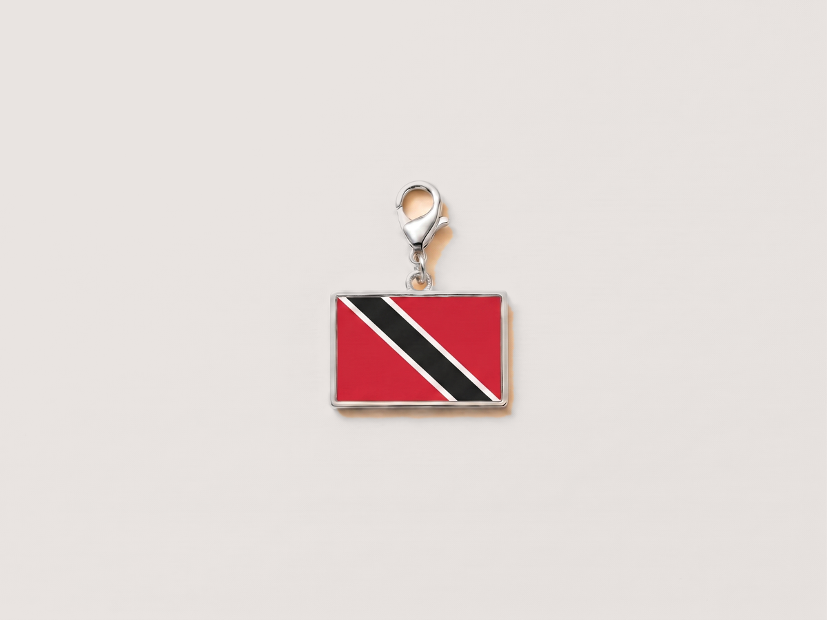 Trinidad and Tobago flag charm, silver