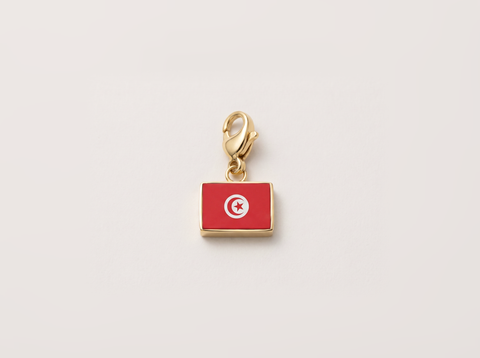 Tunisia flag charm, gold
