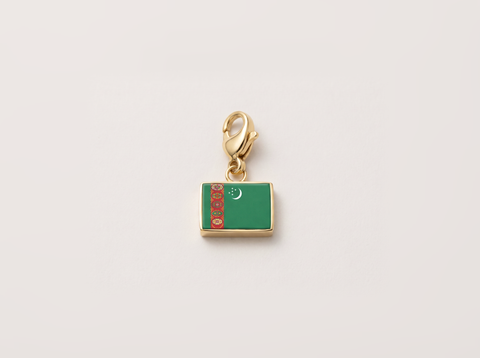 Turkmenistan flag charm, gold