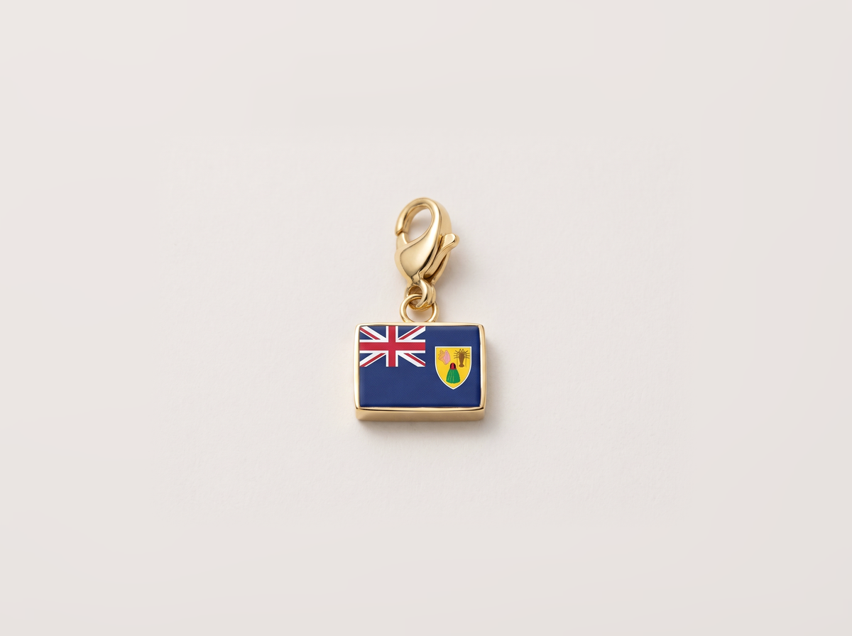 Turks and Caicos Islands flag charm, gold
