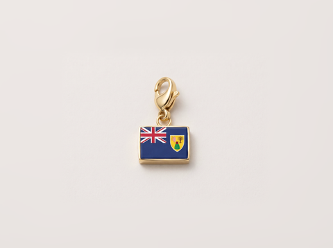 Turks and Caicos Islands flag charm, gold