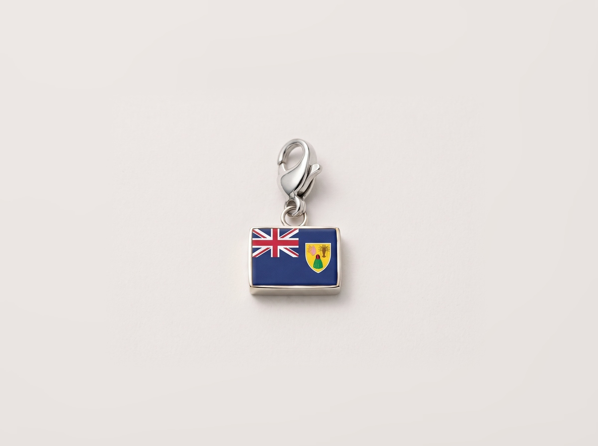 Turks and Caicos Islands flag charm, silver