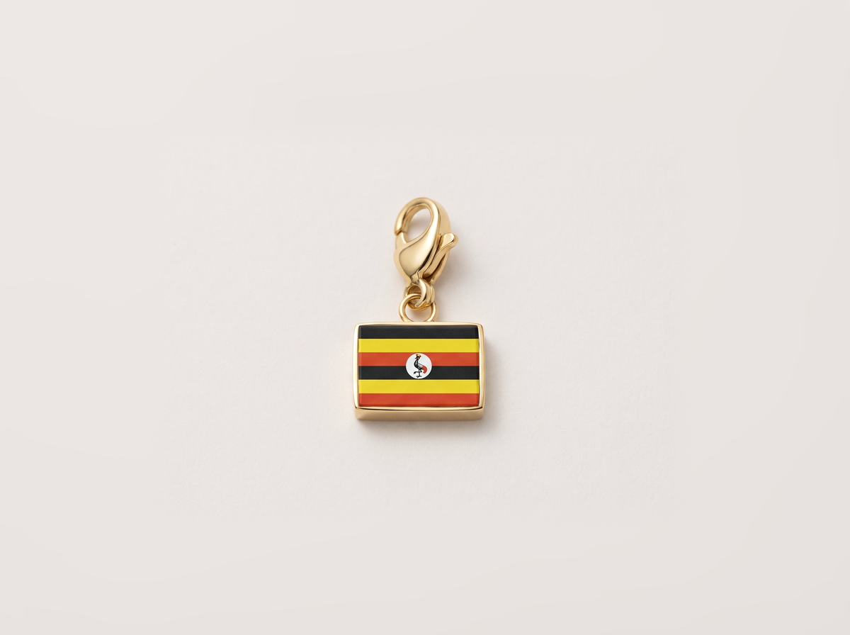 Uganda flag charm, gold