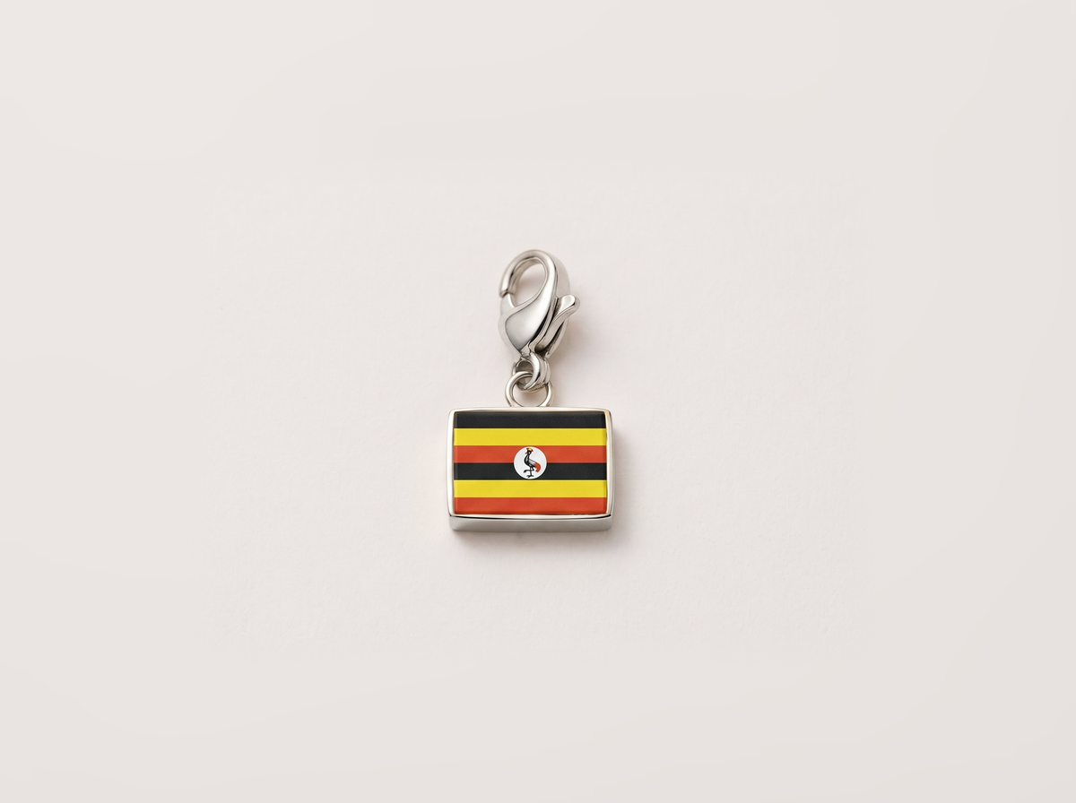 Uganda flag charm, silver