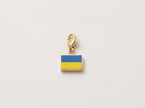 Ukraine flag charm, gold