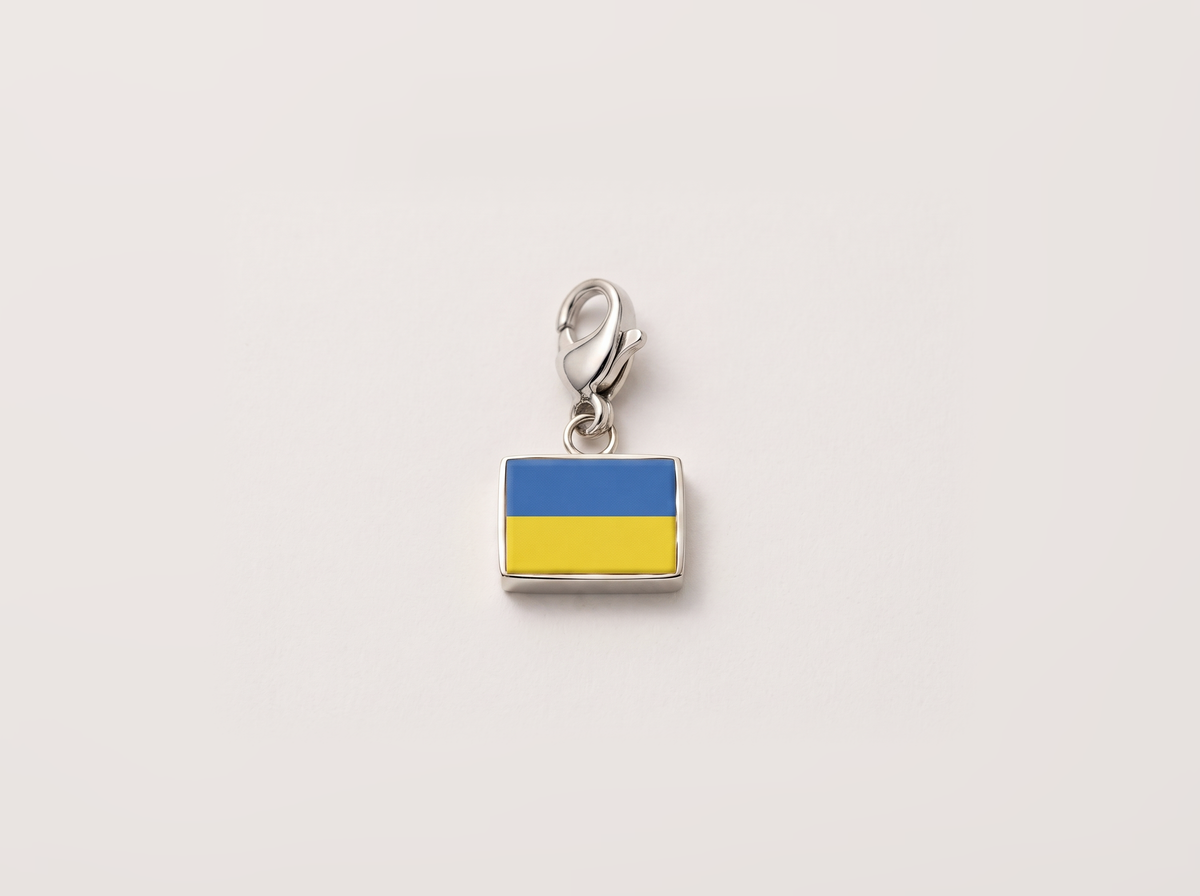 Ukraine flag charm, silver